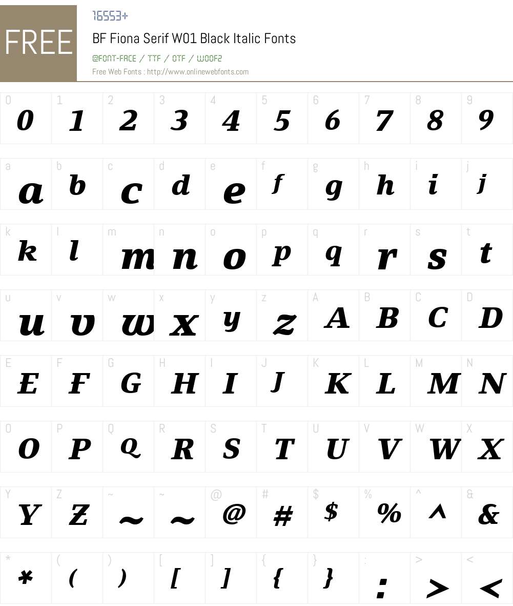 BFFionaSerifW01-BlackItalic Font Screenshots