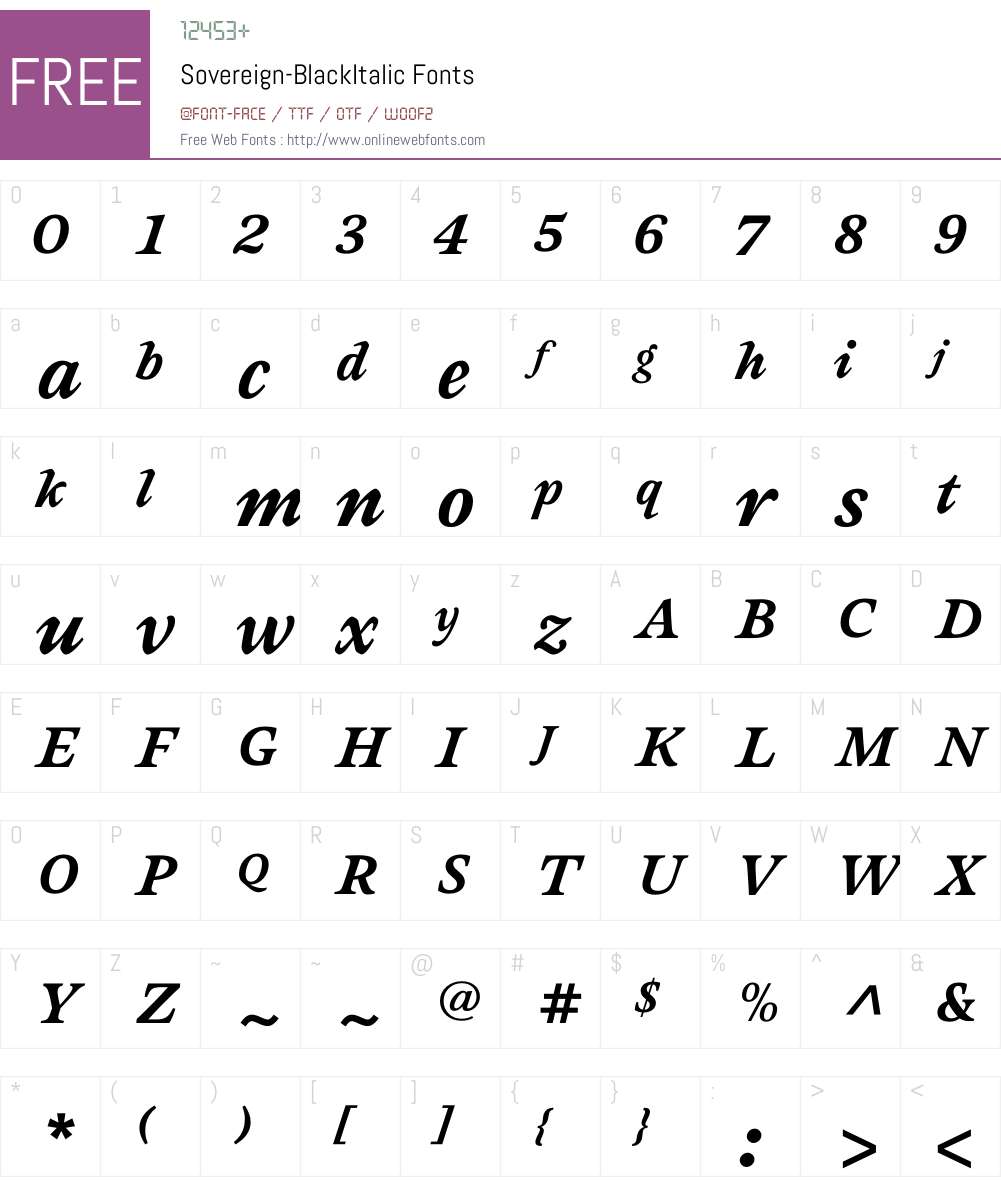 Sovereign-BlackItalic Font Screenshots