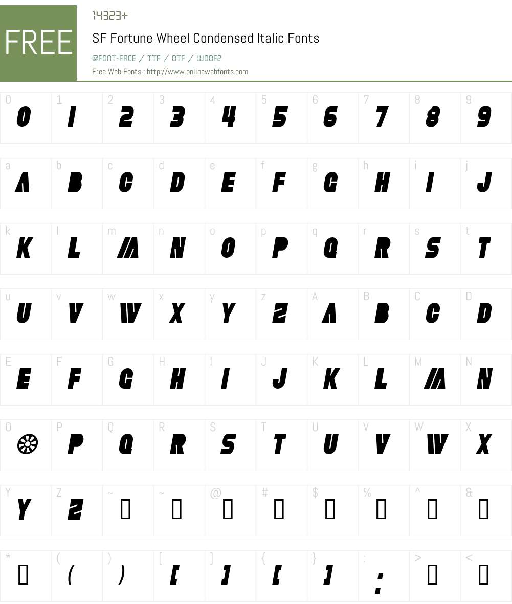 SF Fortune Wheel Condensed Font Screenshots