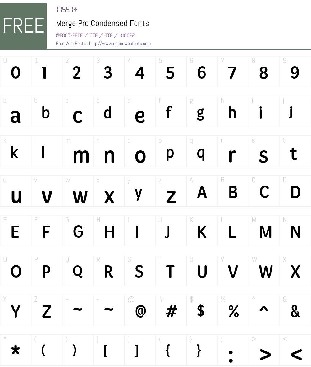 MergeProCondensed-Regular Font Screenshots