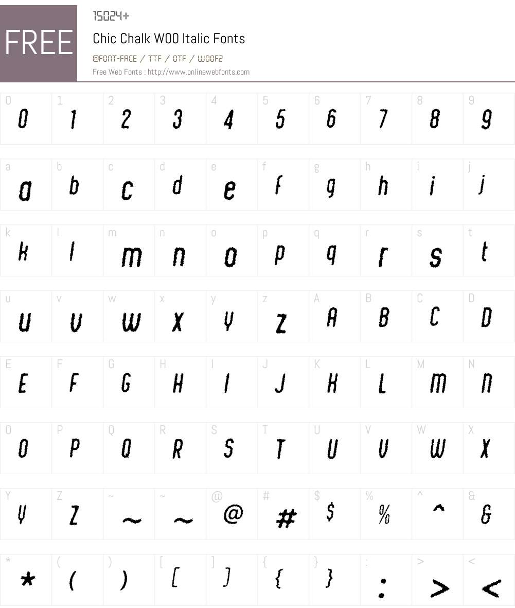 ChicChalkW00-Italic Font Screenshots