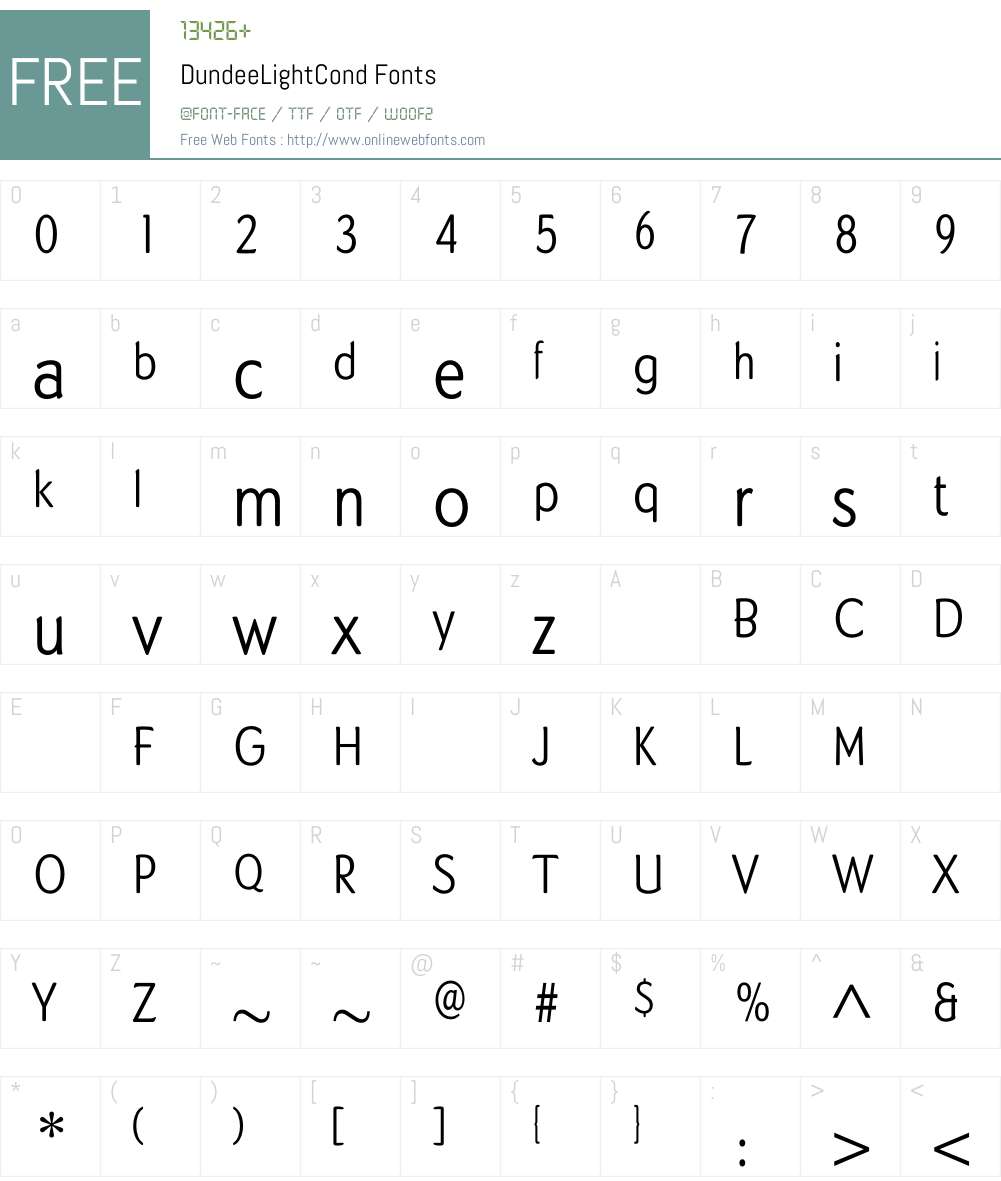 DundeeLightCond Font Screenshots