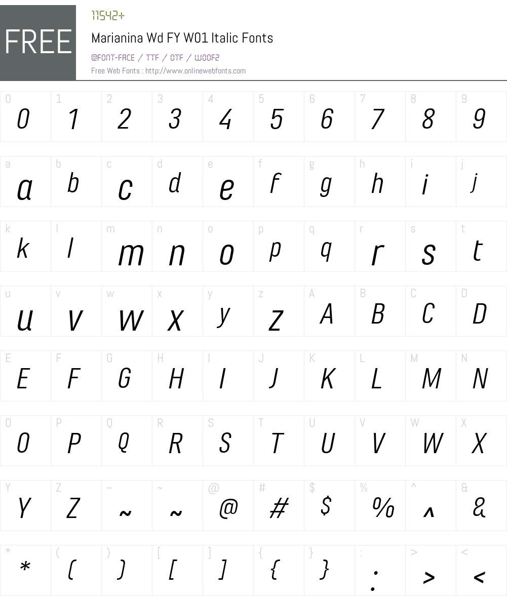 MarianinaWdFYW01-Italic Font Screenshots