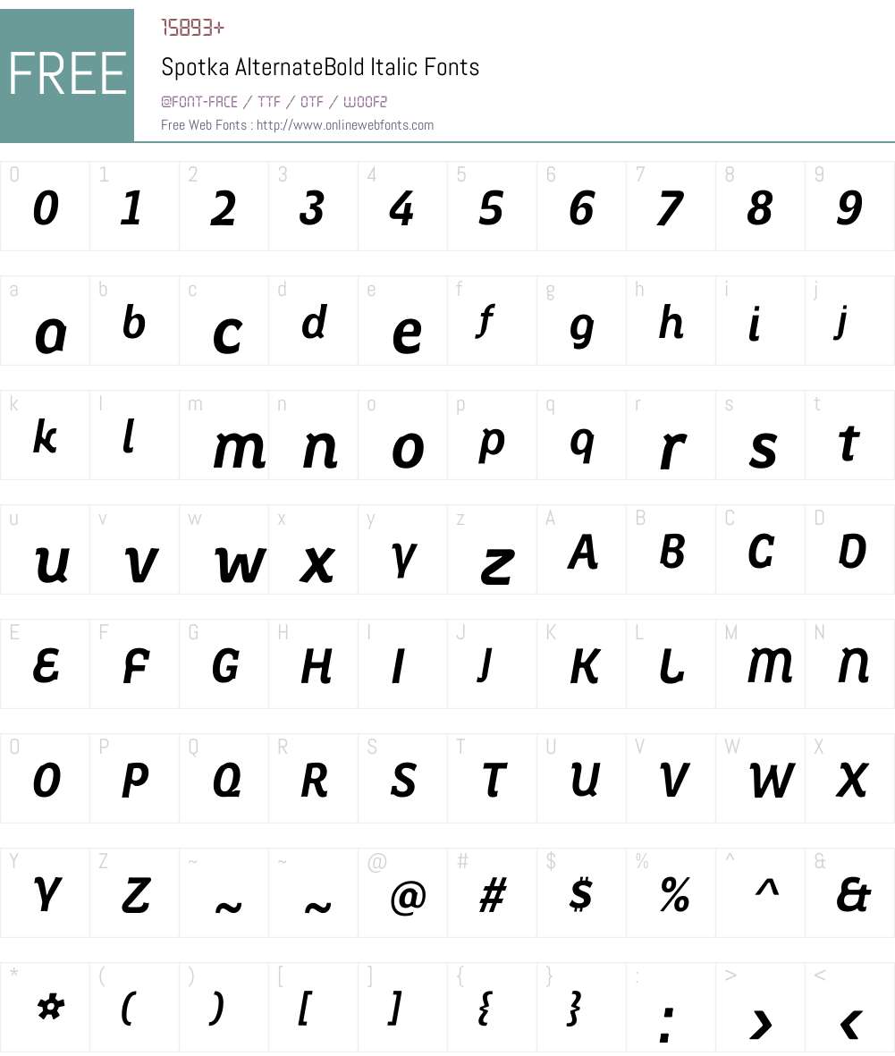 Spotka AlternateBold Italic Font Screenshots
