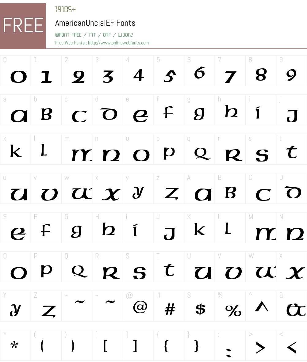 AmericanUncialEF Font Screenshots
