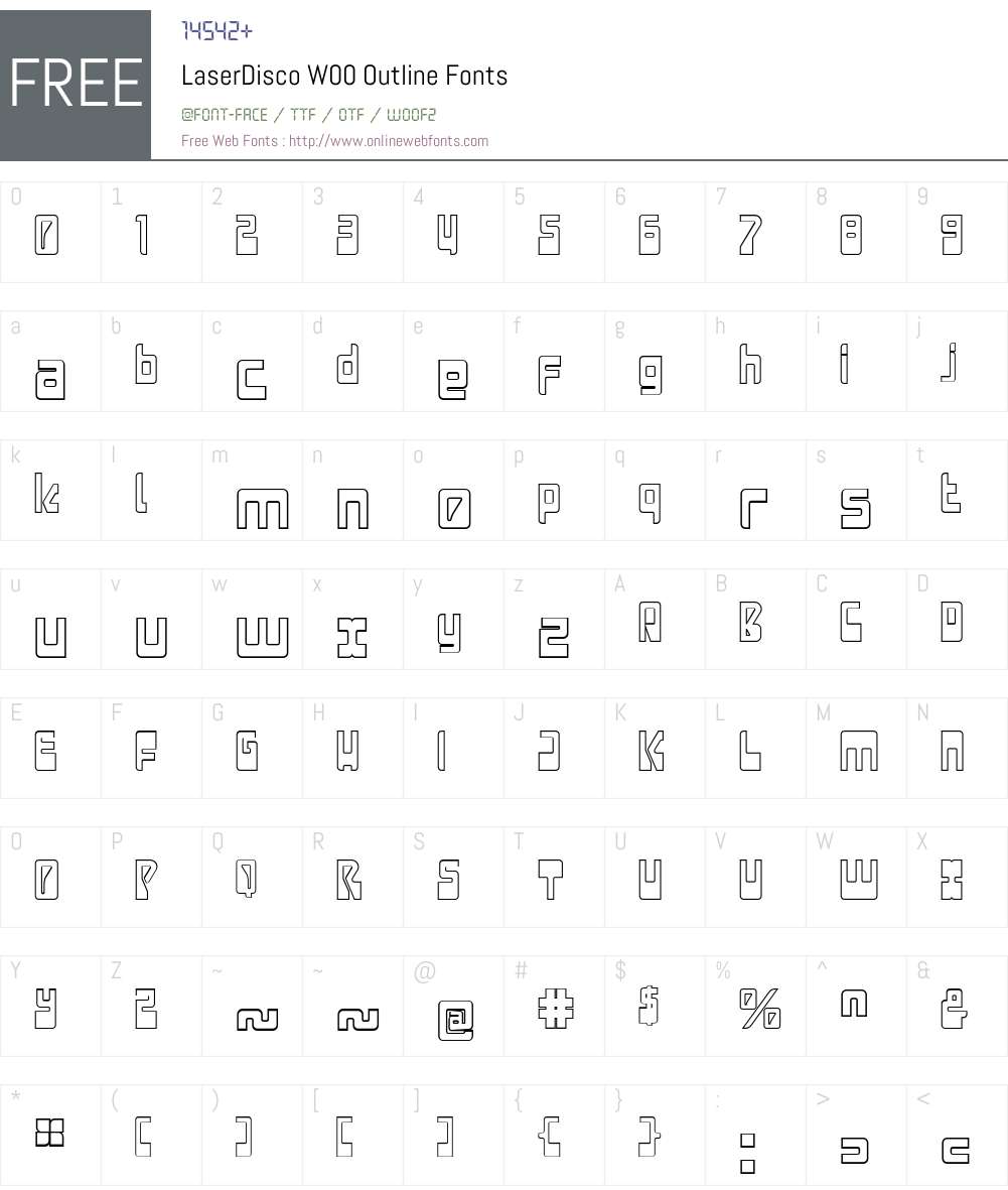LaserDiscoW00-Outline Font Screenshots