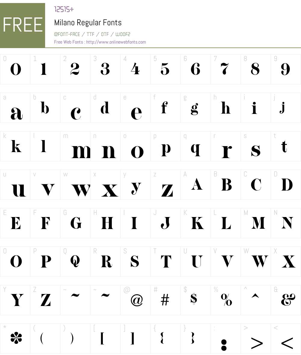 Milano Font Screenshots