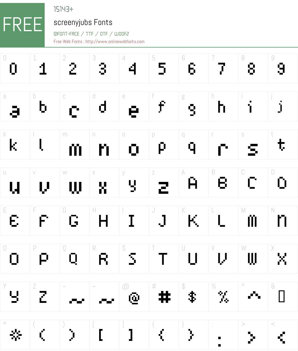 screenyjubs Font Screenshots