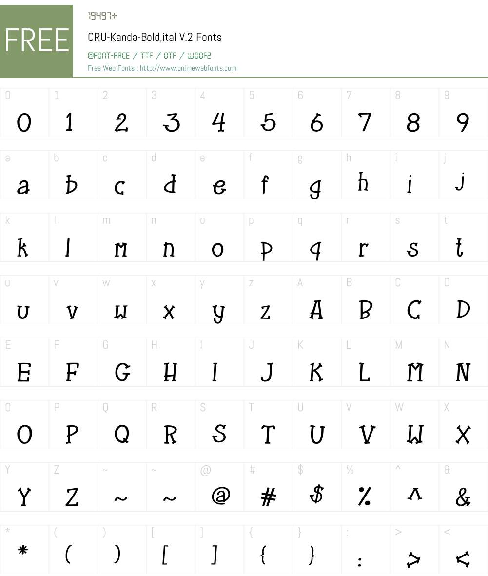 CRU-Kanda-Bold,ital V.2 Font Screenshots