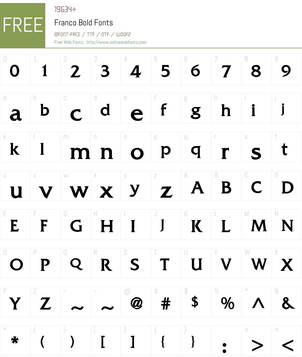 Franco Font Screenshots