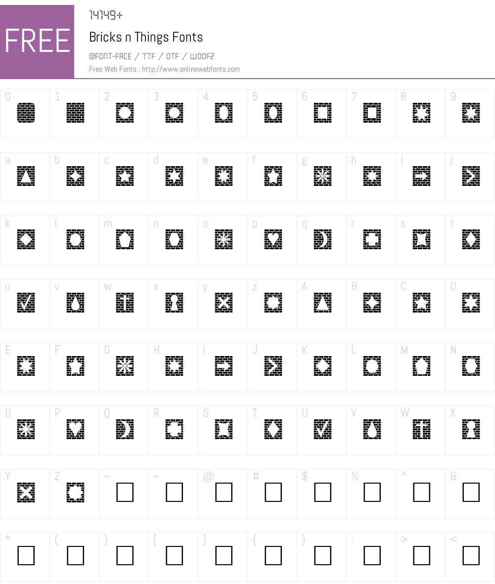 Bricks n Things Font Screenshots