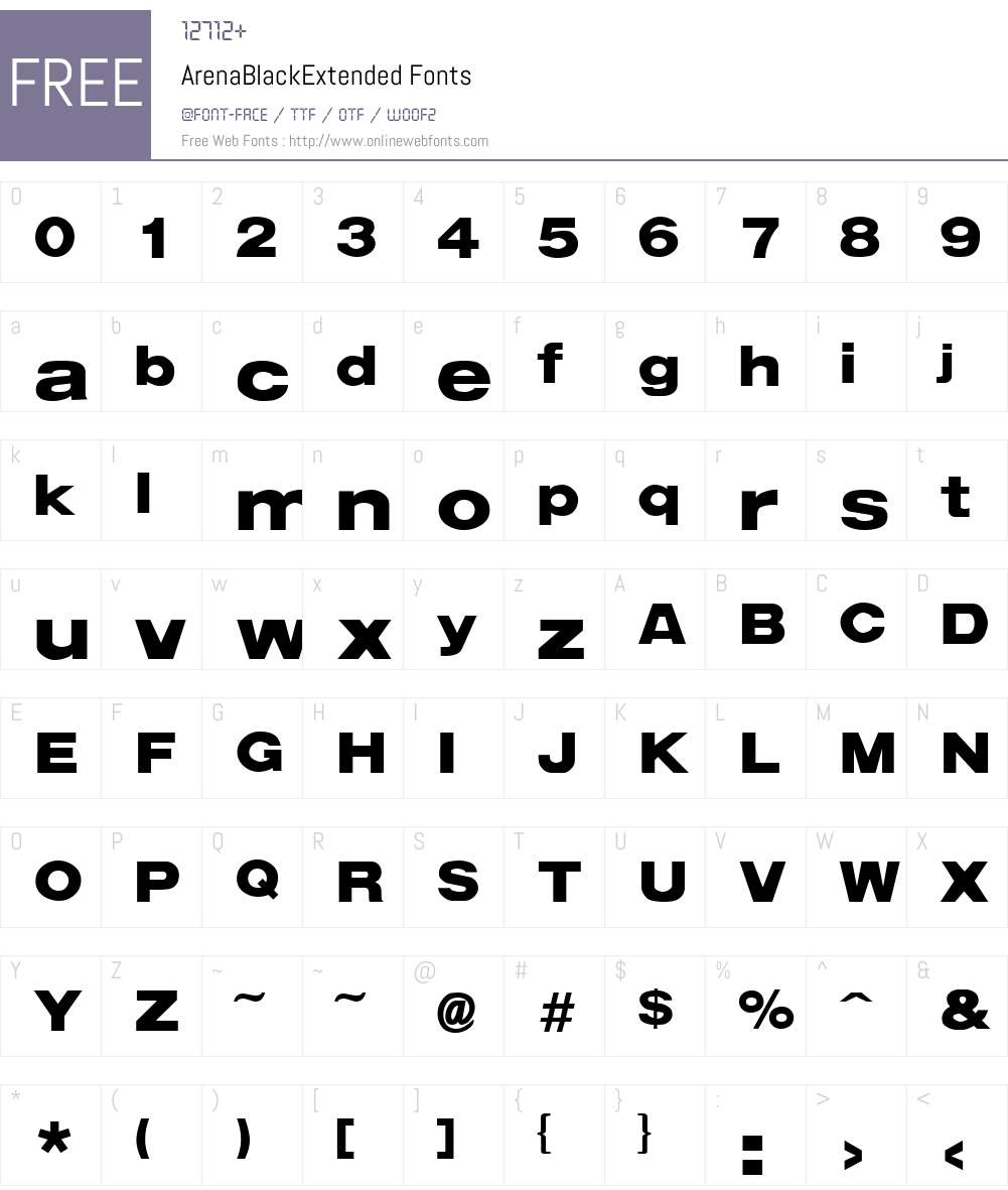 ArenaBlackExtended Font Screenshots
