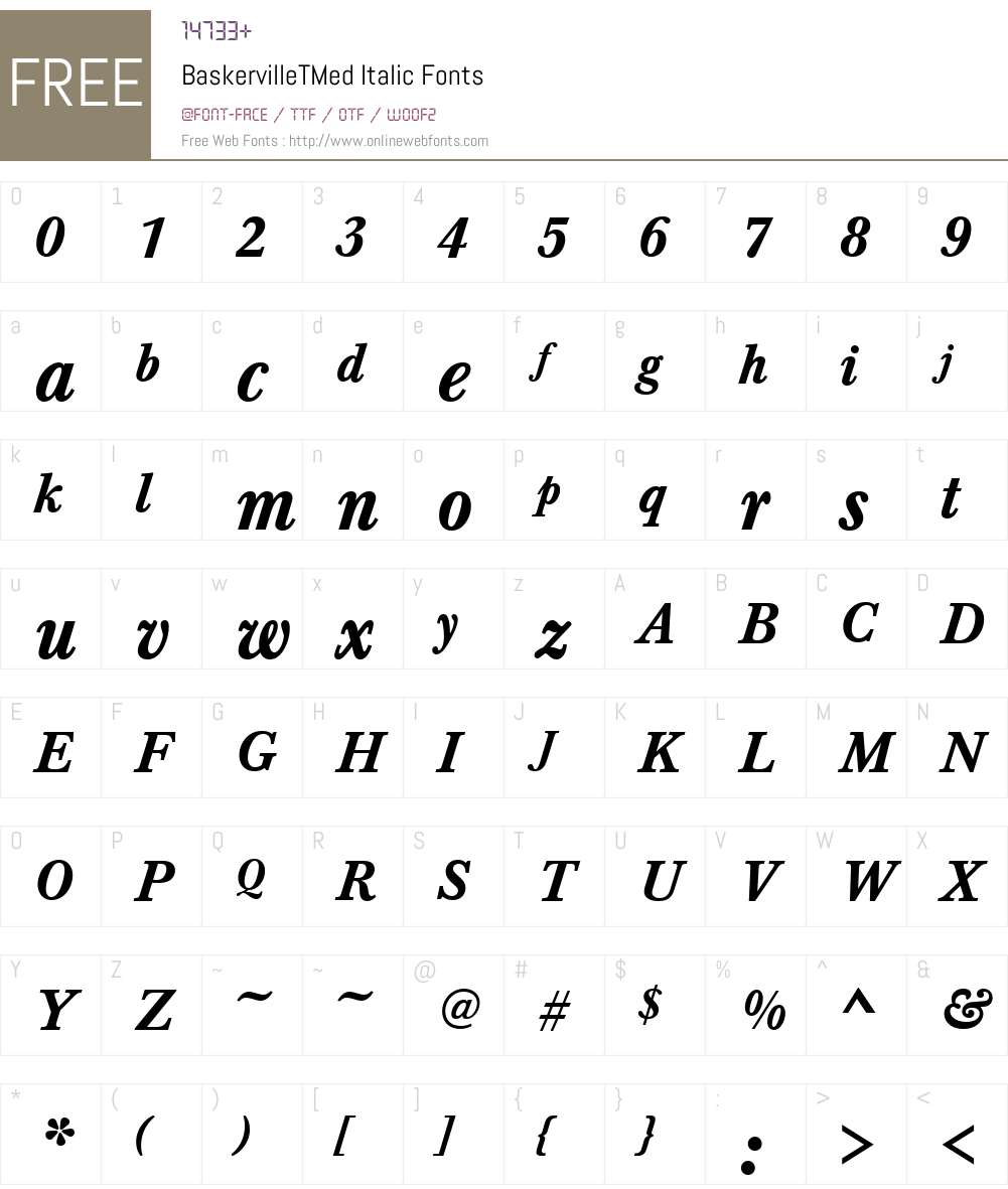 BaskervilleTMed Font Screenshots