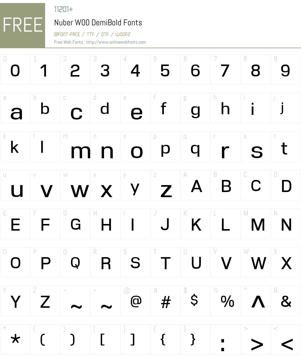 NuberW00-DemiBold Font Screenshots