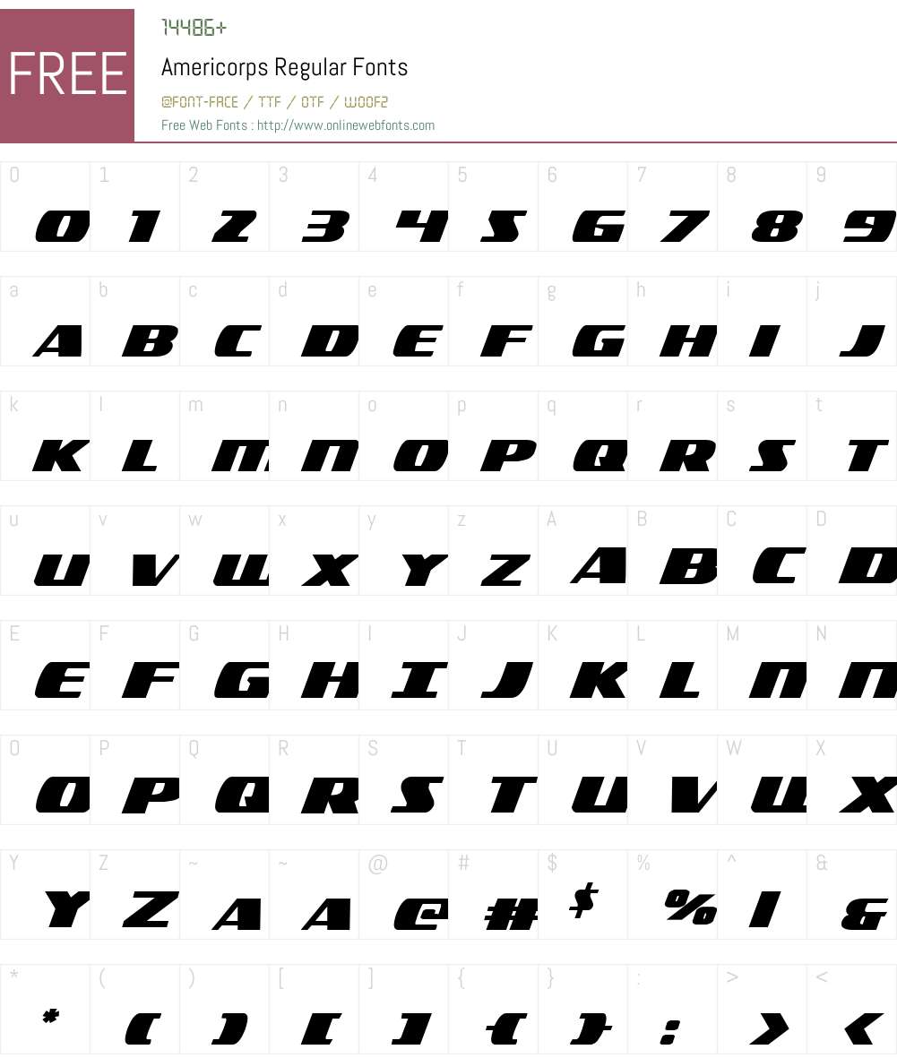 Americorps Font Screenshots