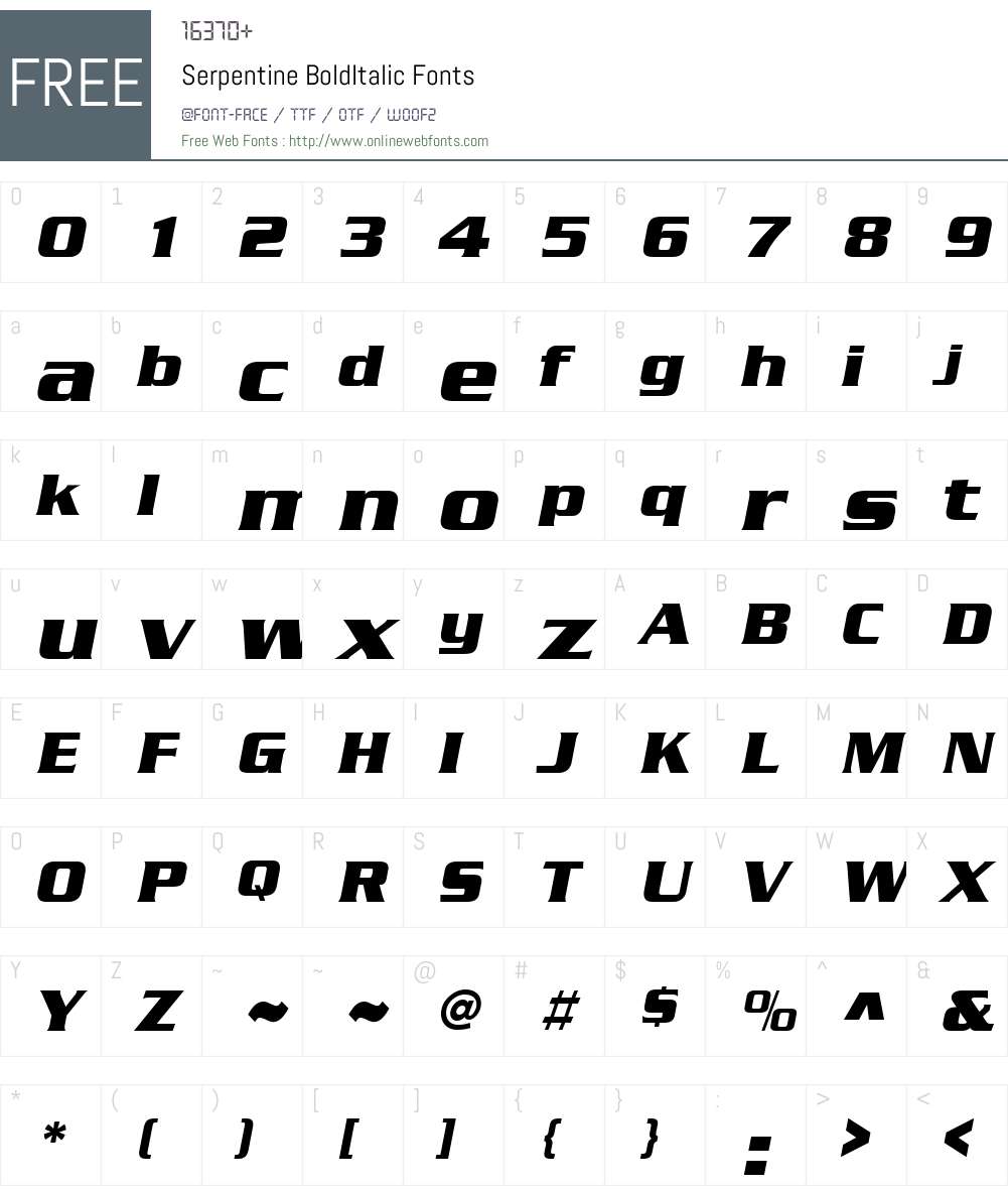Serpentine Font Screenshots