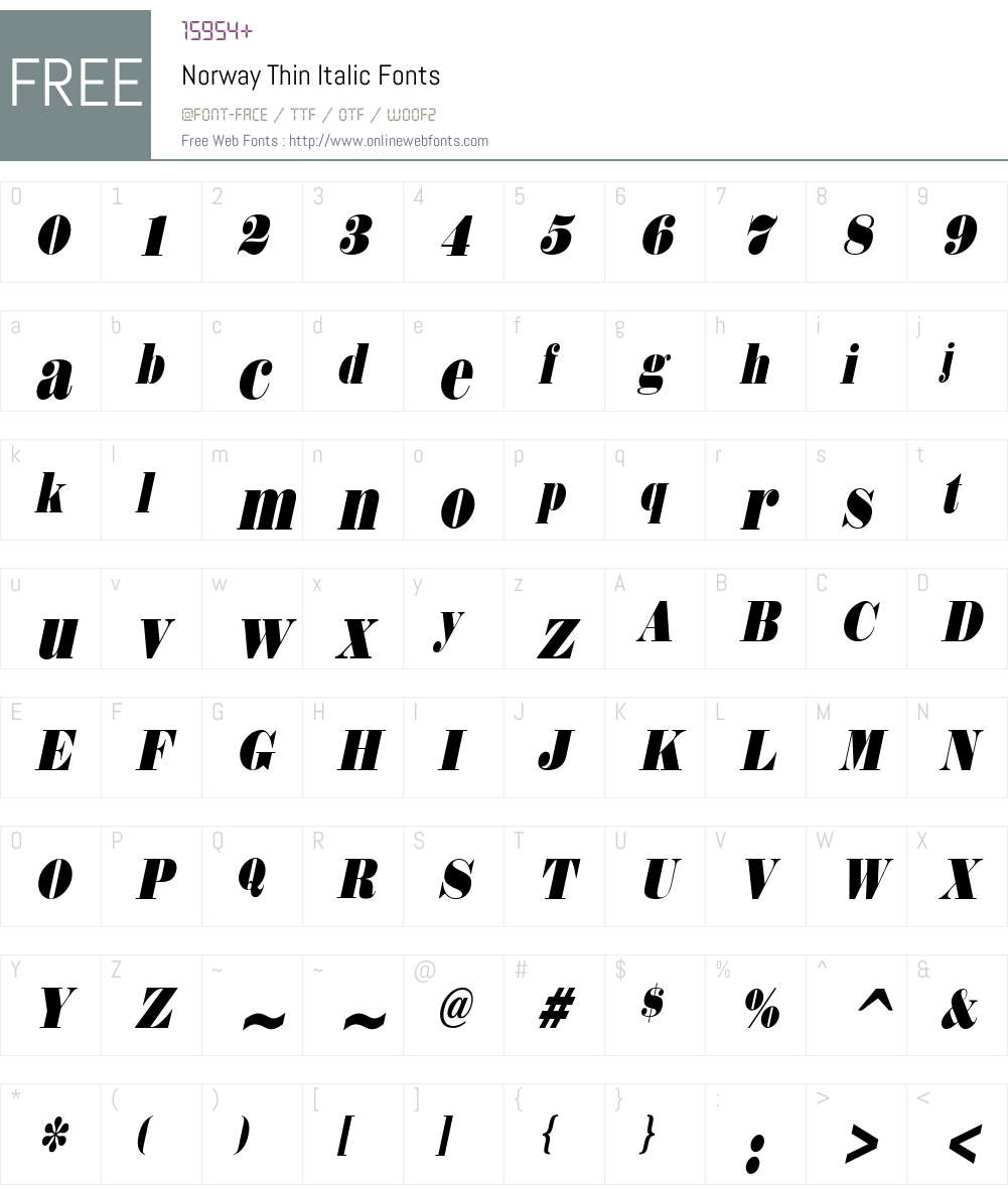 Norway Thin Font Screenshots