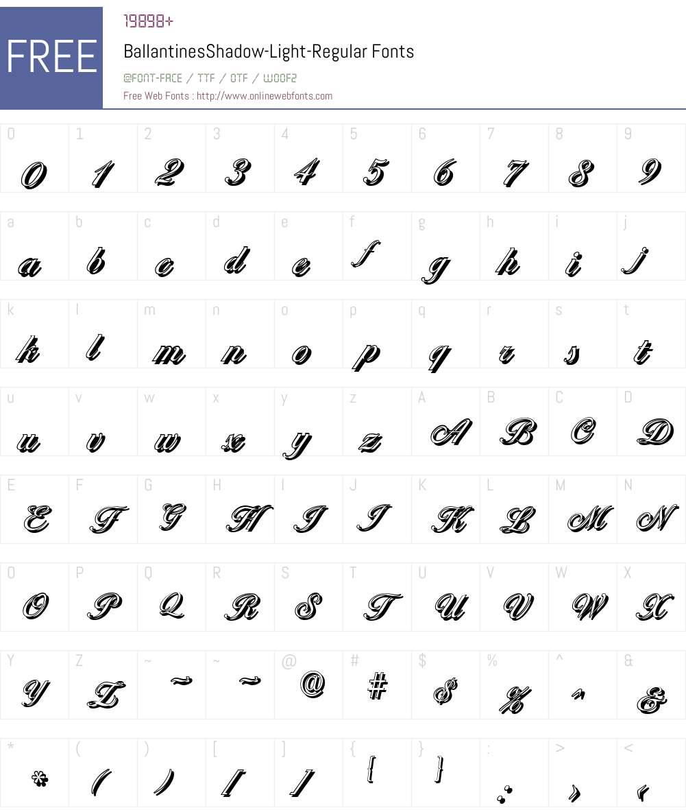 BallantinesShadow-Light Font Screenshots