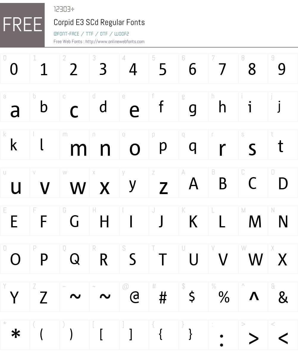 Corpid E3 SCd Font Screenshots