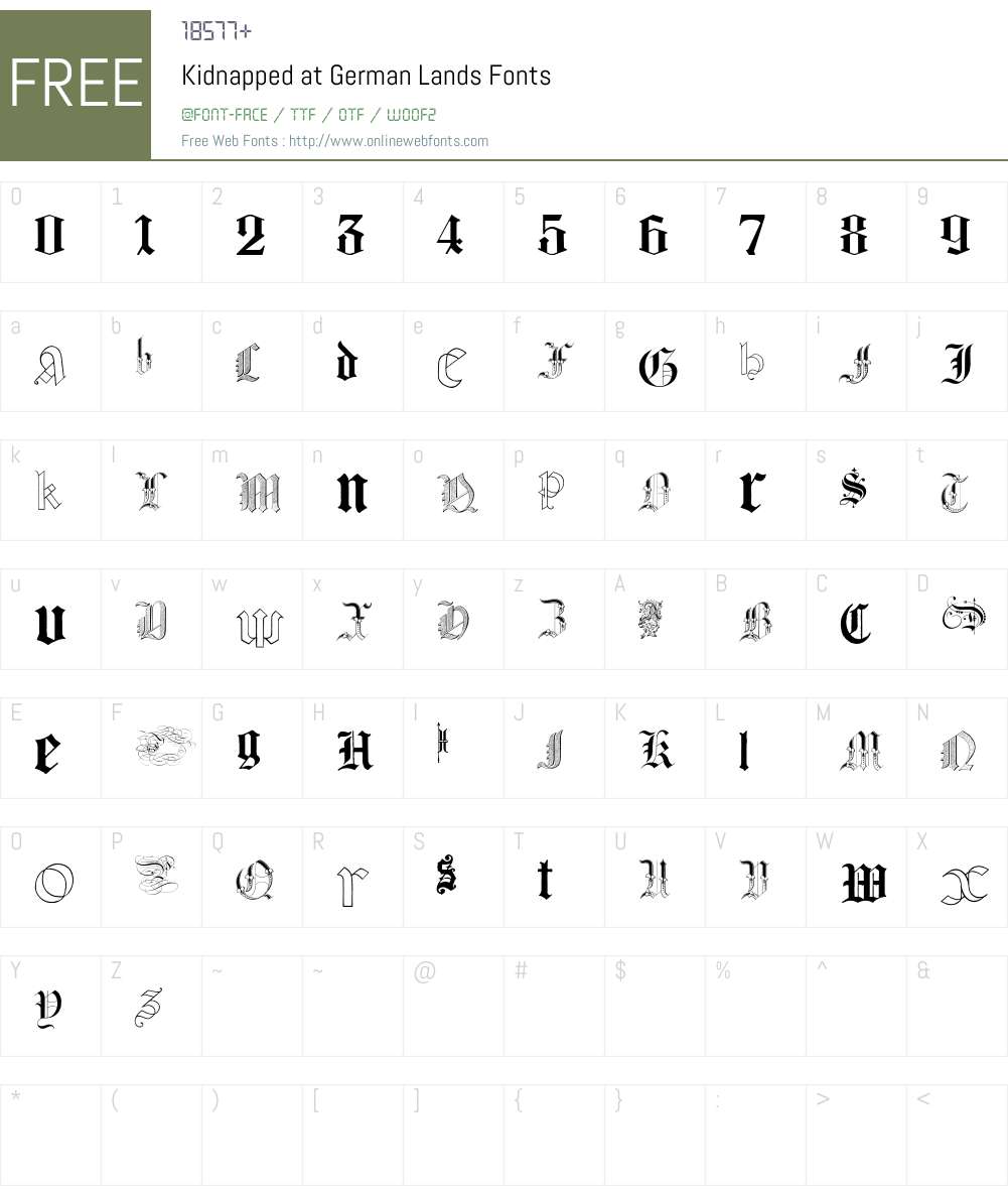 Kidnapped at German Lands Font Screenshots