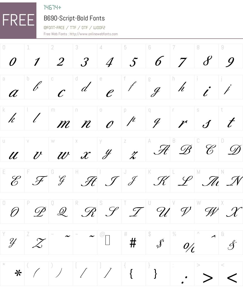 B690-Script Font Screenshots