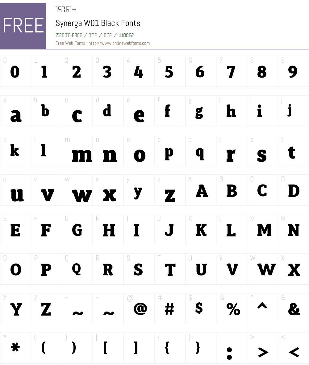 SynergaW01-Black Font Screenshots
