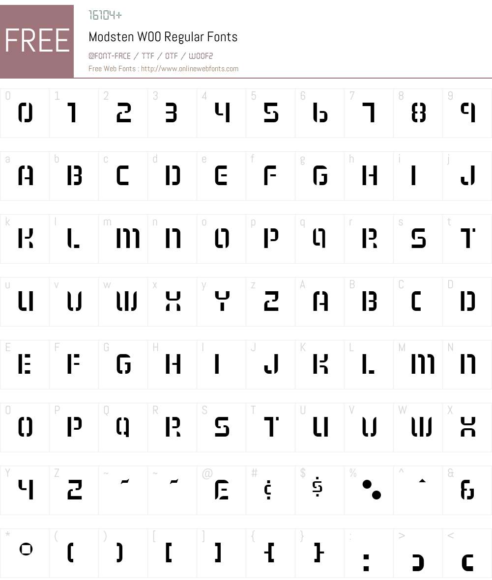 ModstenW00-Regular Font Screenshots