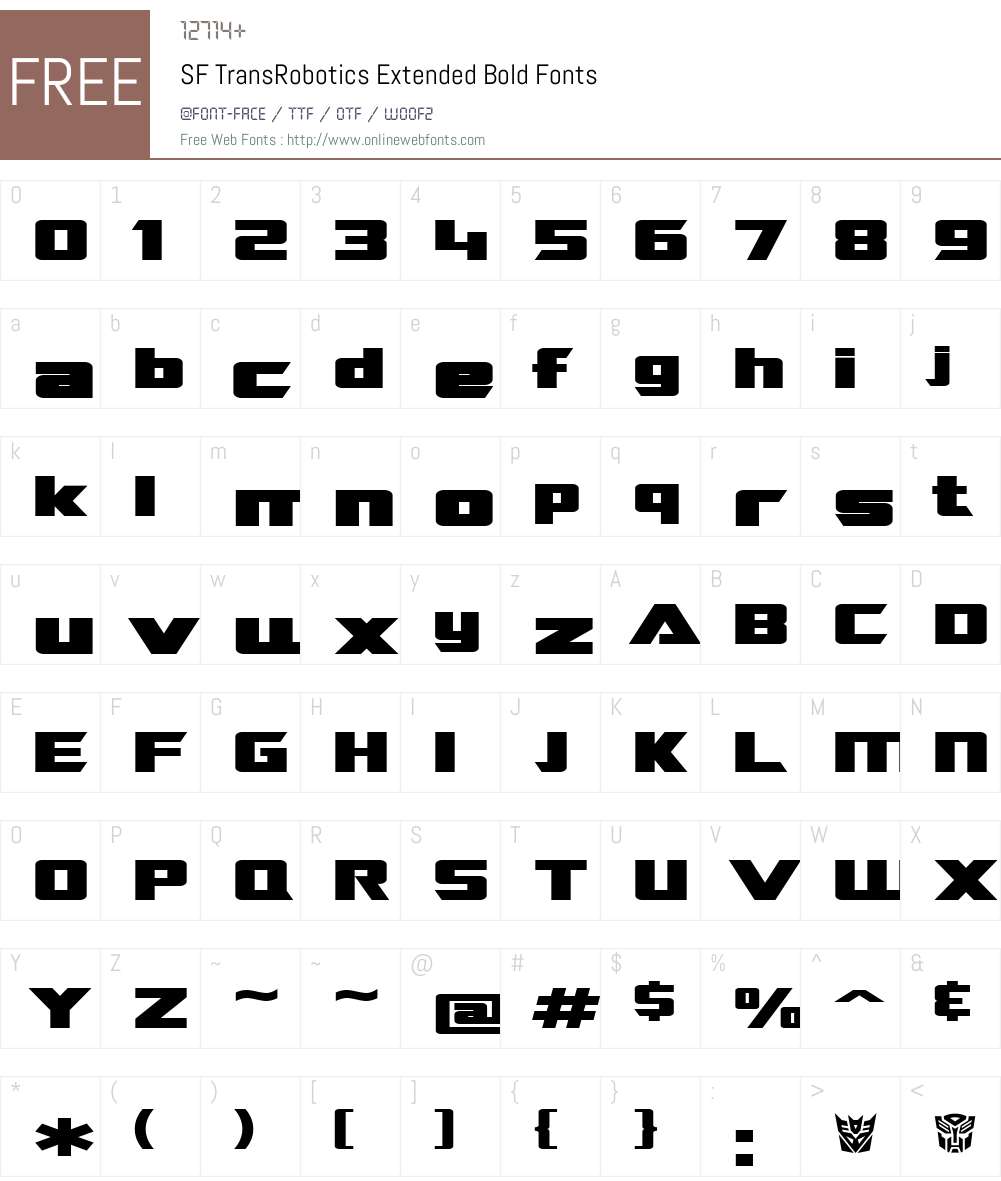 SF TransRobotics Extended Font Screenshots