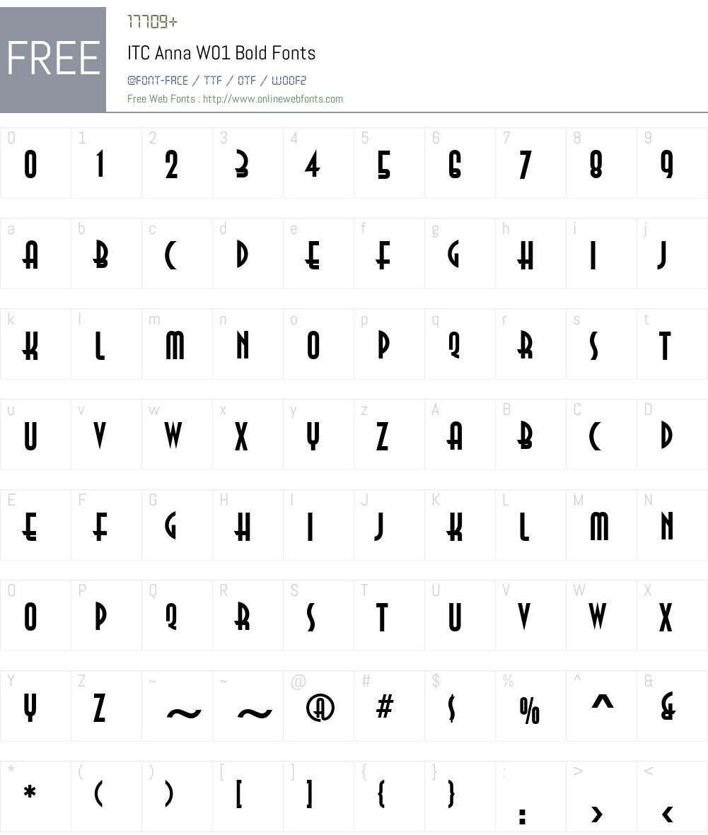 ITCAnnaW01-Bold Font Screenshots