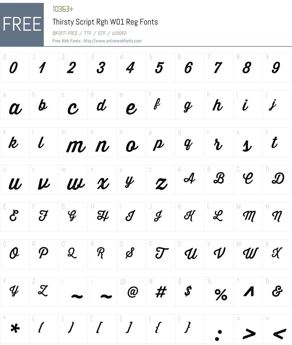 ThirstyScriptRghW01-Reg Font Screenshots
