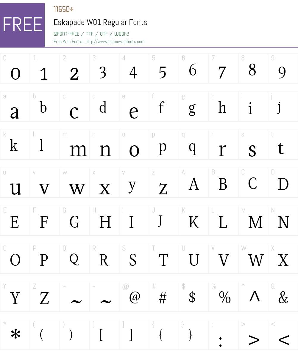 EskapadeW01-Regular Font Screenshots