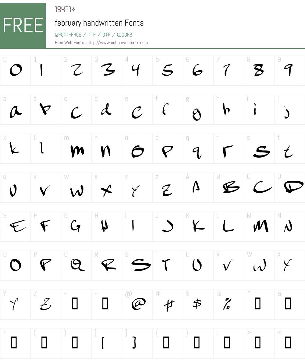 february Font Screenshots