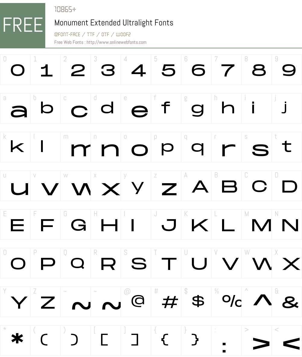 Monument Extended Ultralight Font Screenshots
