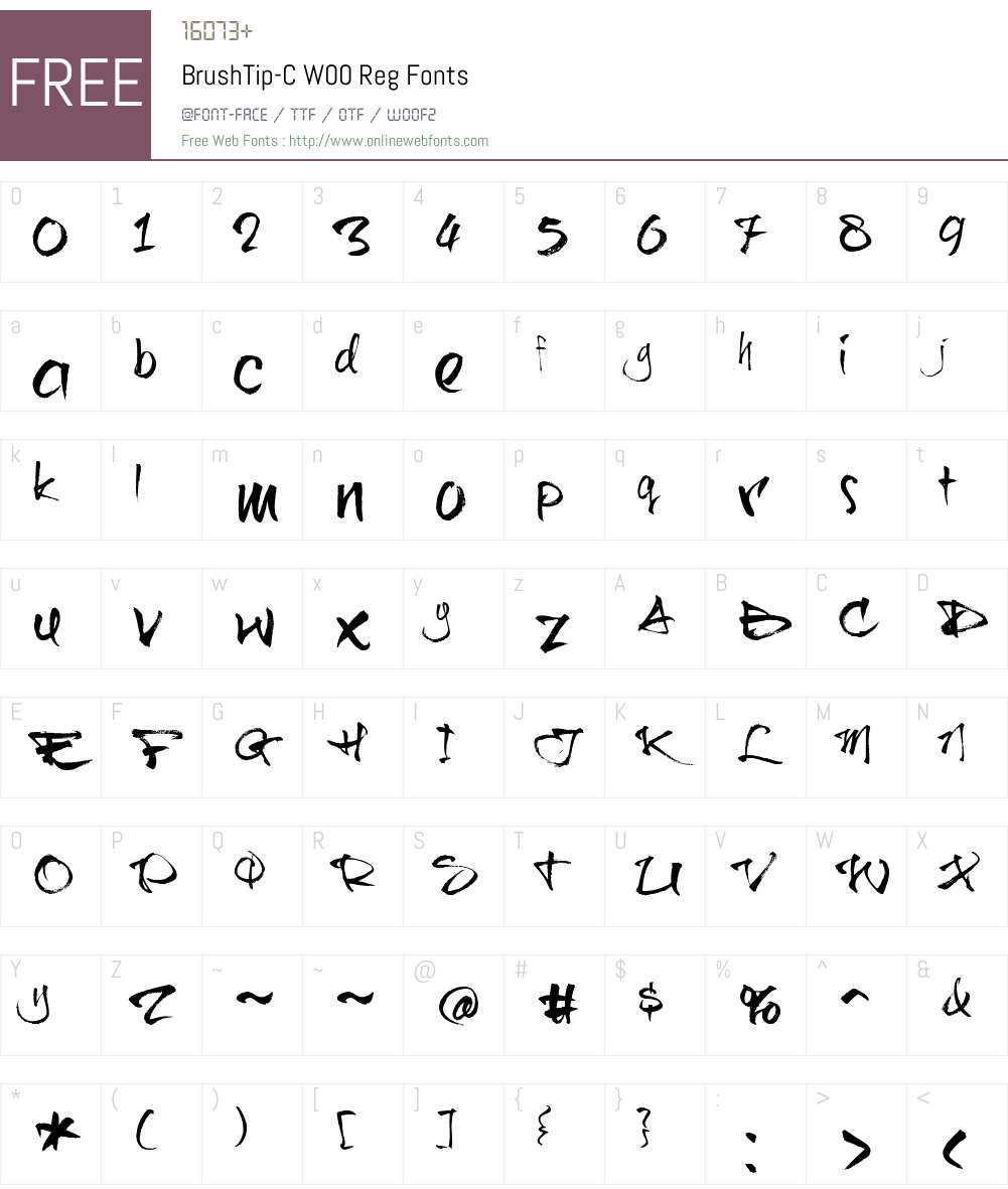 BrushTip-CW00-Reg Font Screenshots