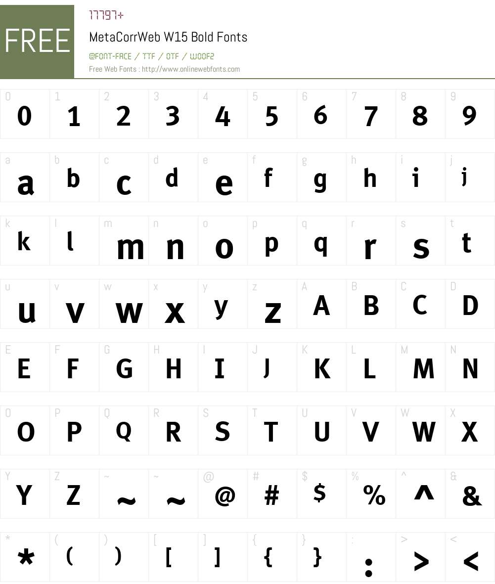 MetaCorrWebW15-Bold Font Screenshots