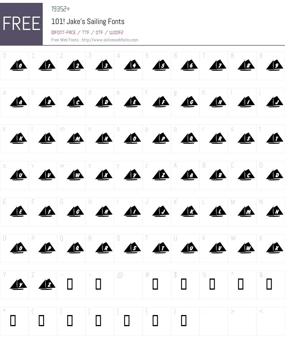 101! Jake's Sailing Font Screenshots