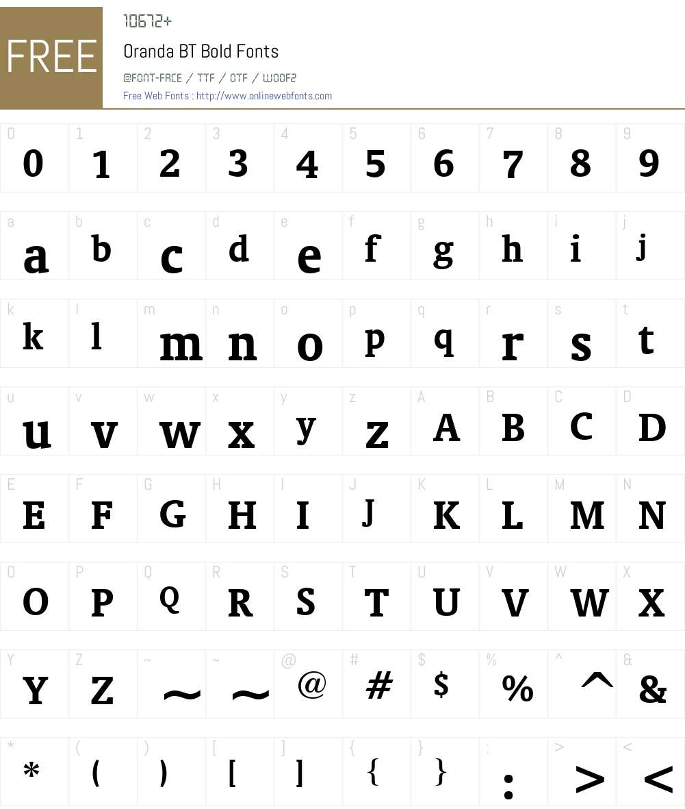 Oranda BT Font Screenshots