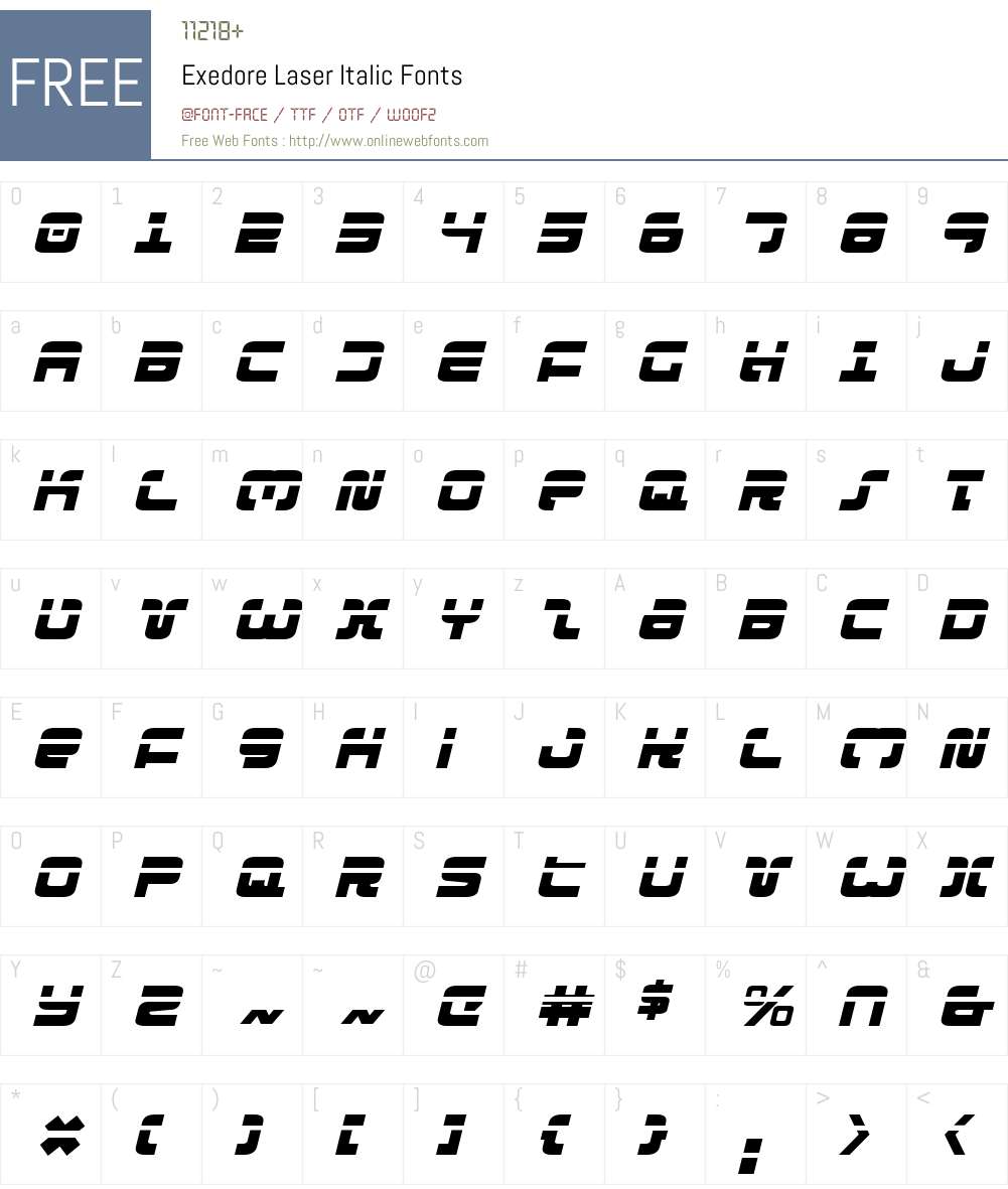 Exedore Laser Italic Font Screenshots