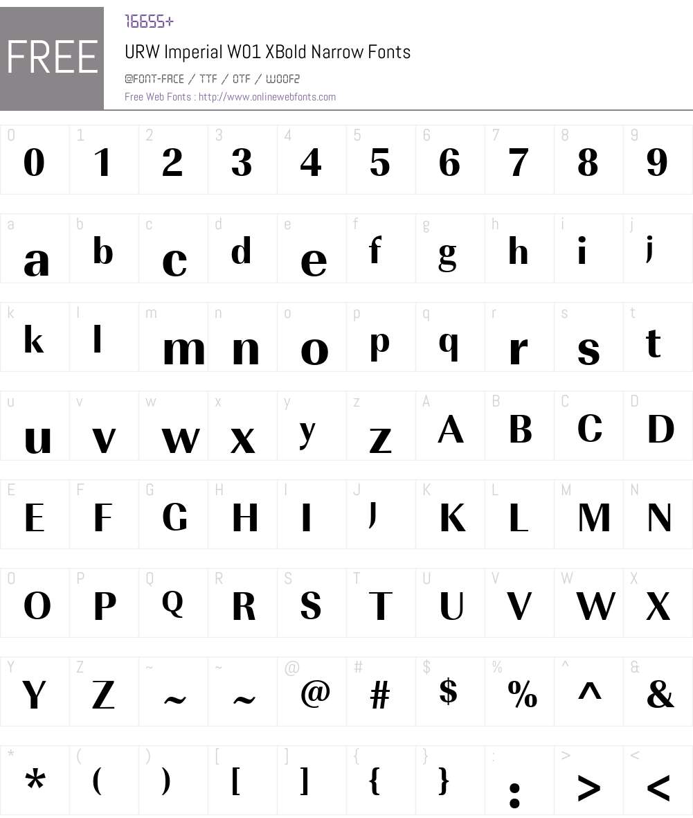 URWImperialW01-XBoldNarrow Font Screenshots
