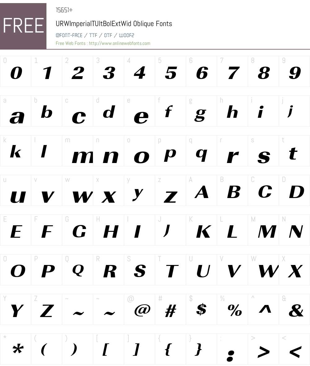 URWImperialTUltBolExtWid Font Screenshots