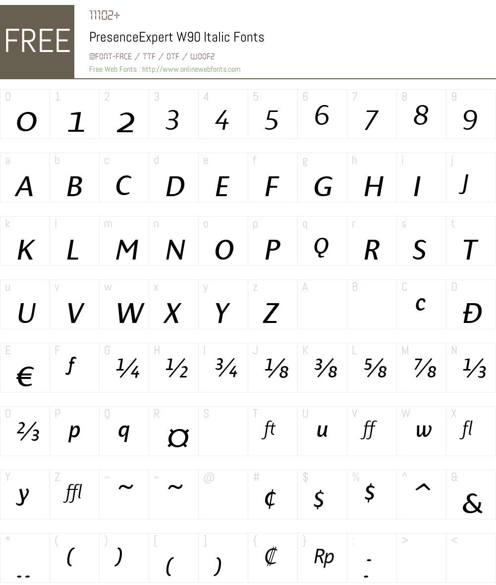 PresenceExpertW90-Italic Font Screenshots