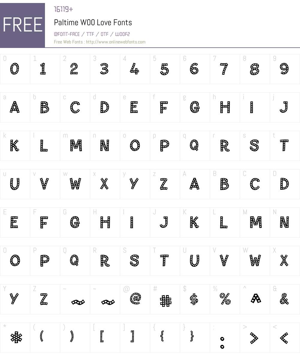 PaltimeW00-Love Font Screenshots