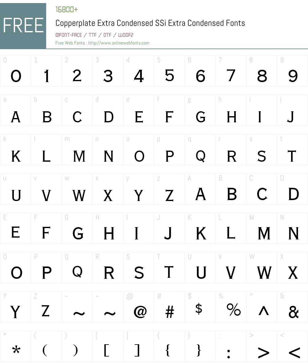 Copperplate Extra Condensed SSi Font Screenshots