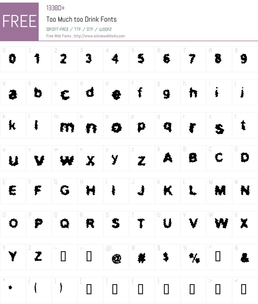 Too Much too Drink Font Screenshots