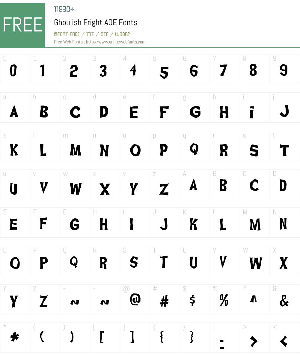 Ghoulish Fright AOE Font Screenshots