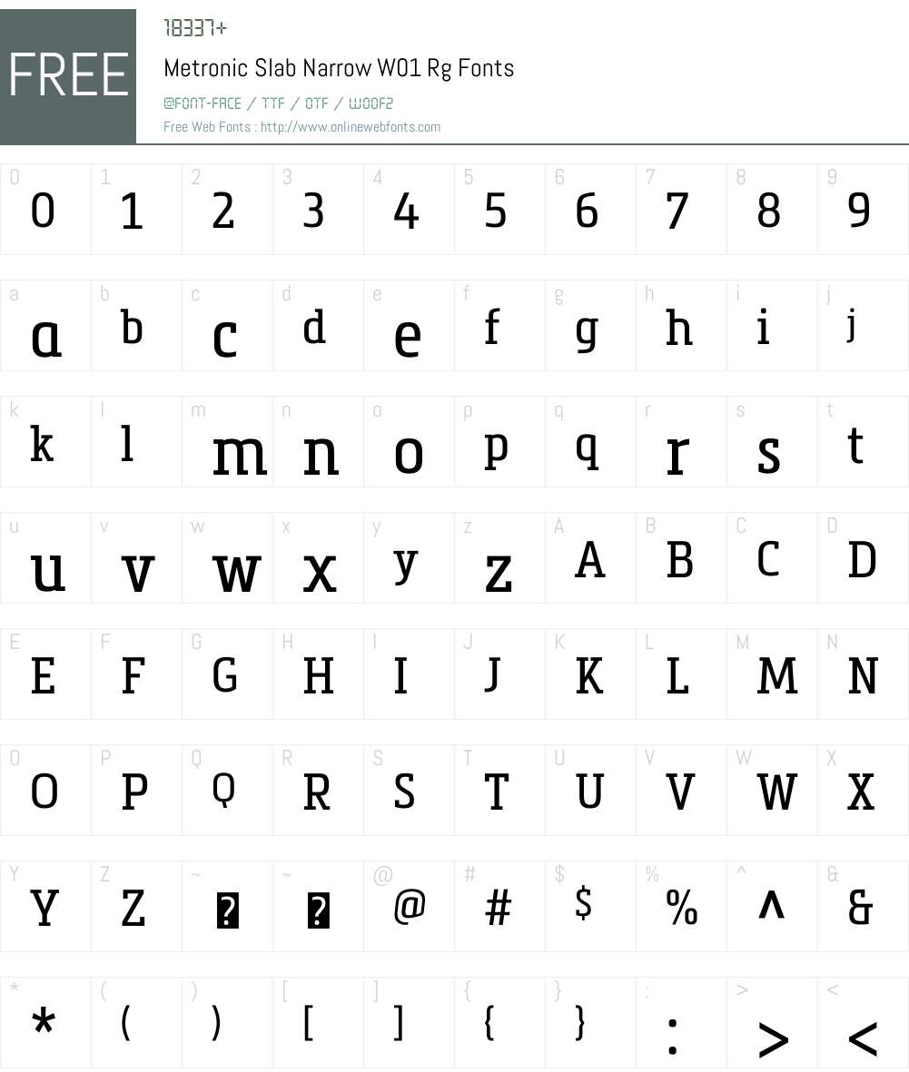 MetronicSlabNarrowW01-Rg Font Screenshots