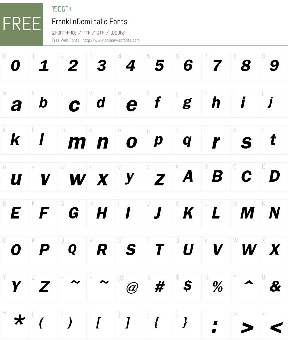 Franklin Font Screenshots