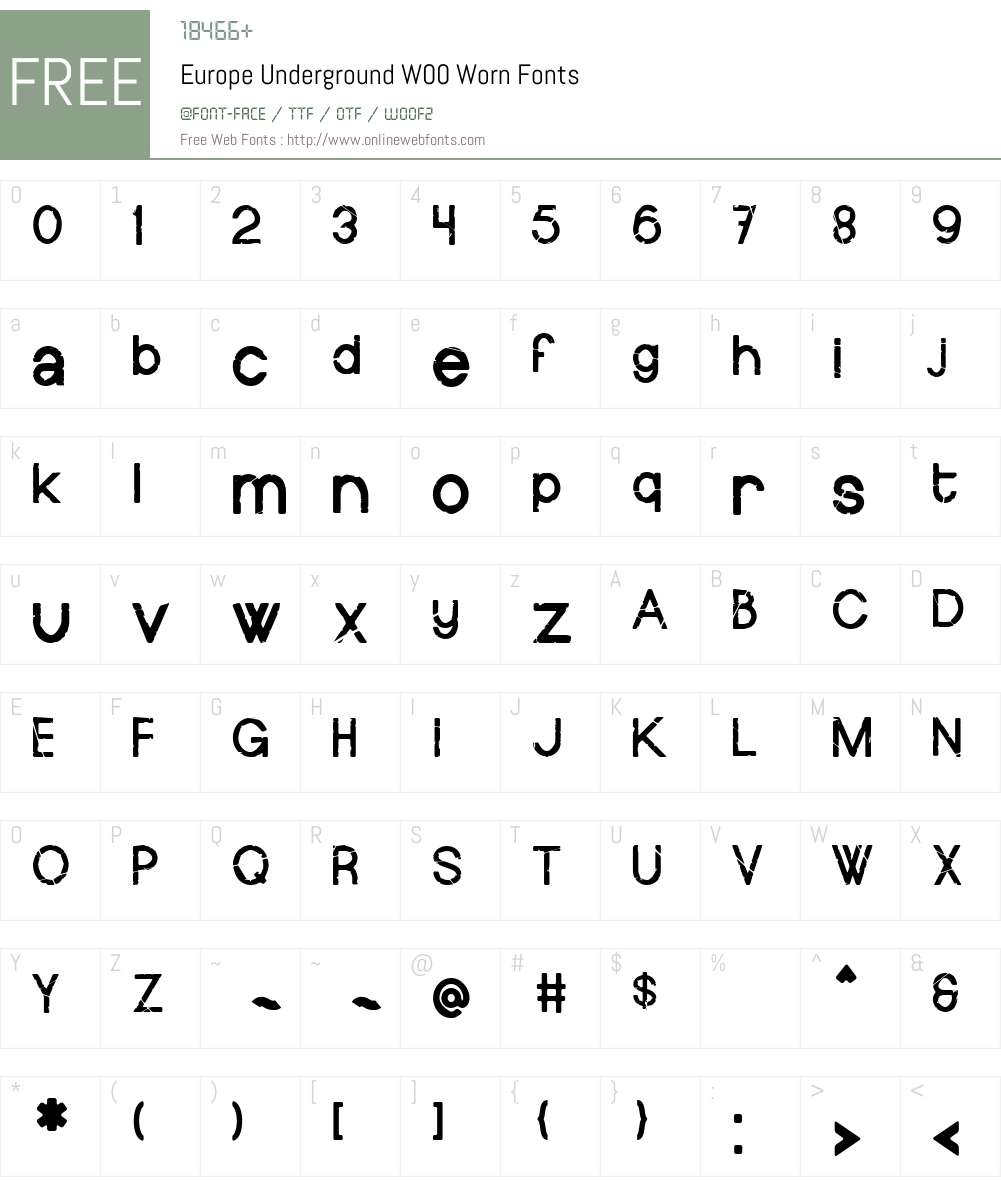 EuropeUndergroundW00-Worn Font Screenshots