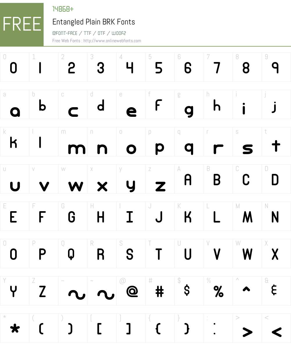 Entangled Plain BRK Font Screenshots