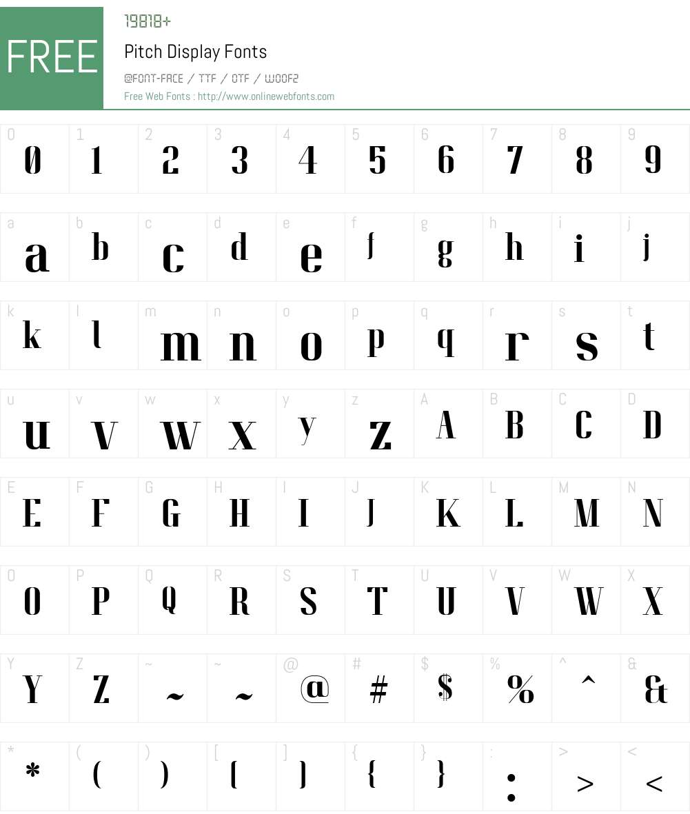 Pitch Display Font Screenshots